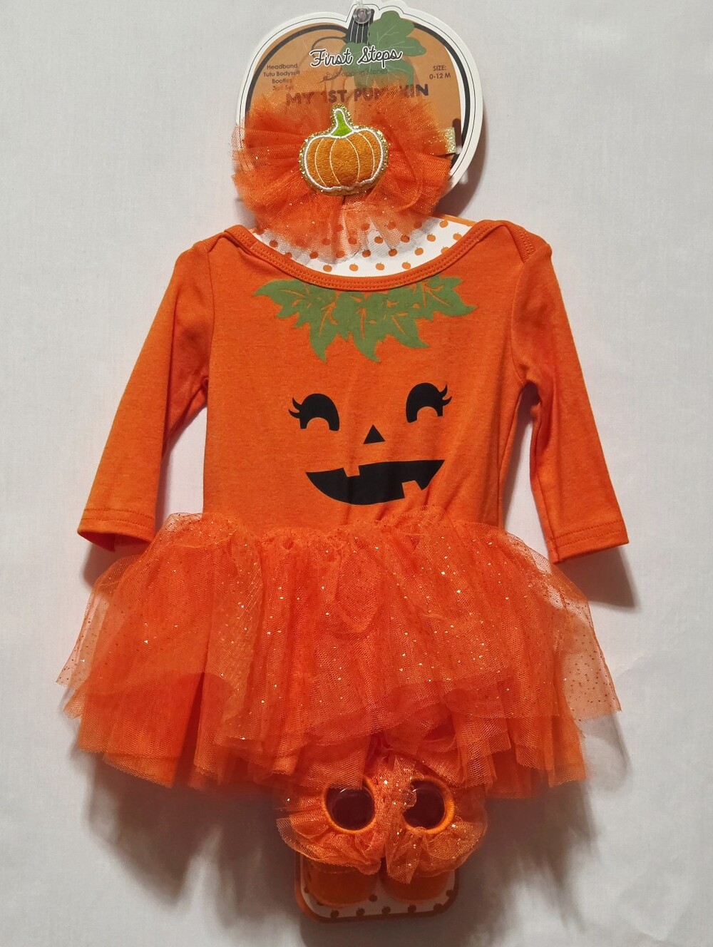 First Steps My 1st Pumpkin Halloween Tutu Costume Set 0-12M 3PC NWT